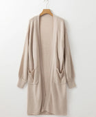 Pocketed Open Front Long Sleeve Cardigan