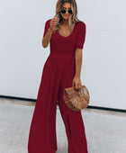 Scoop Neck Short Sleeve Jumpsuit - Body By J'ne