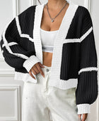 Contrast Open Front Long Sleeve Cardigan