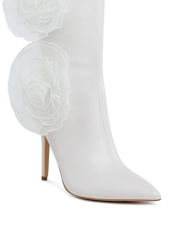 Chinkara Sheer Big Rose Detail Long Boots - Body By J'ne