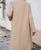 Devine Pocketed Collared Neck Long Sleeve Coat