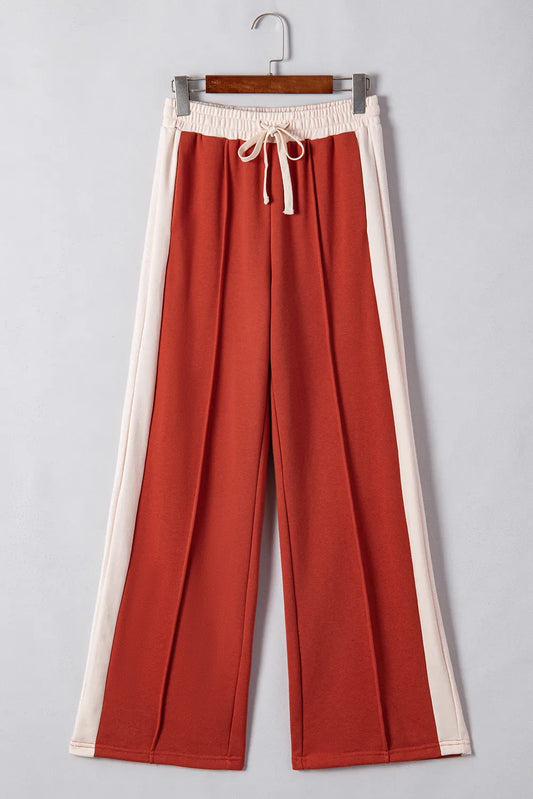 Drawstring Contrast Wide Leg Pants - Body By J'ne