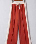 Drawstring Contrast Wide Leg Pants