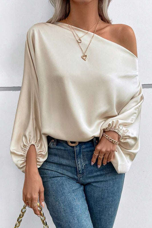 Single Shoulder Balloon Sleeve Blouse - Body By J'ne