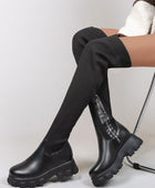 PU Leather Round Toe Platform Boots