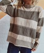 Contrast Round Neck Long Sleeve Sweater