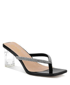 LITCHI CRYSTAL LINED THONG BLOCK HEELED SANDAL