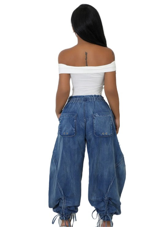 CHRISTA HAREM STYLE DENIM PANTS - Body By J'ne