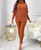 Turtleneck Batwing Sleeve Top and Pants Set