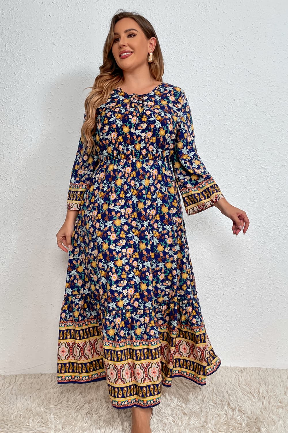 Bohemian Round Neck Maxi Dress