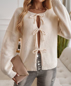 Devine Tied Round Neck Dropped Shoulder Cardigan