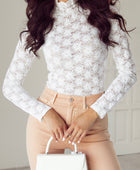 Mock Neck Long Sleeve Lace Top