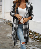 Devine Plaid Long Sleeve Hooded Coat