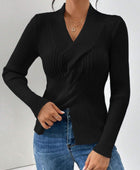 Twist Front Ribbed Long Sleeve Sweater