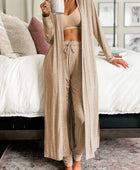 Open Front Long Sleeve Cardigan and Pants Lounge Set