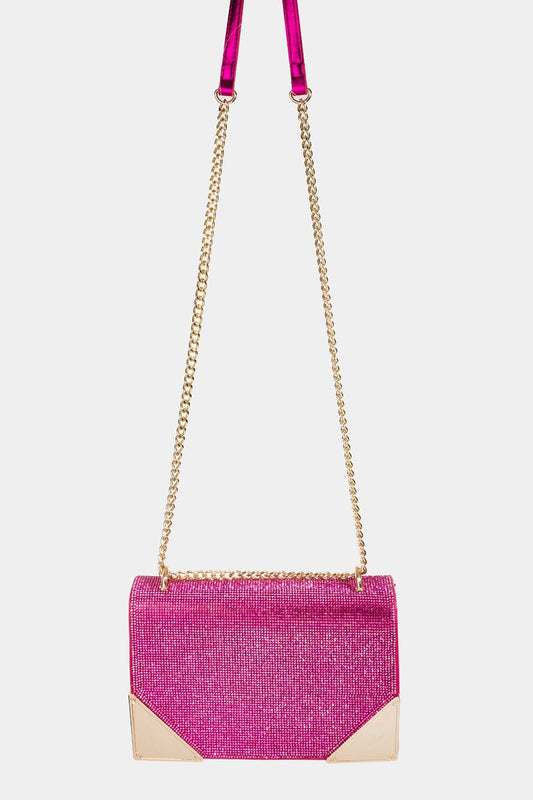 Fame Rhinestone Studded Rectangle Crossbody Bag - Body By J'ne