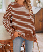 Lovelet Striped Round Neck Long Sleeve Sweatshirt