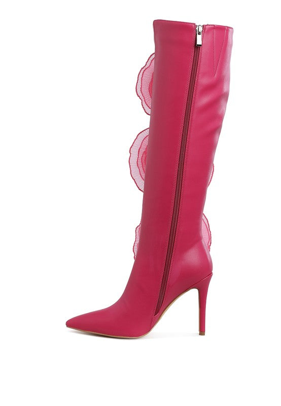 Chinkara Sheer Big Rose Detail Long Boots - Body By J'ne
