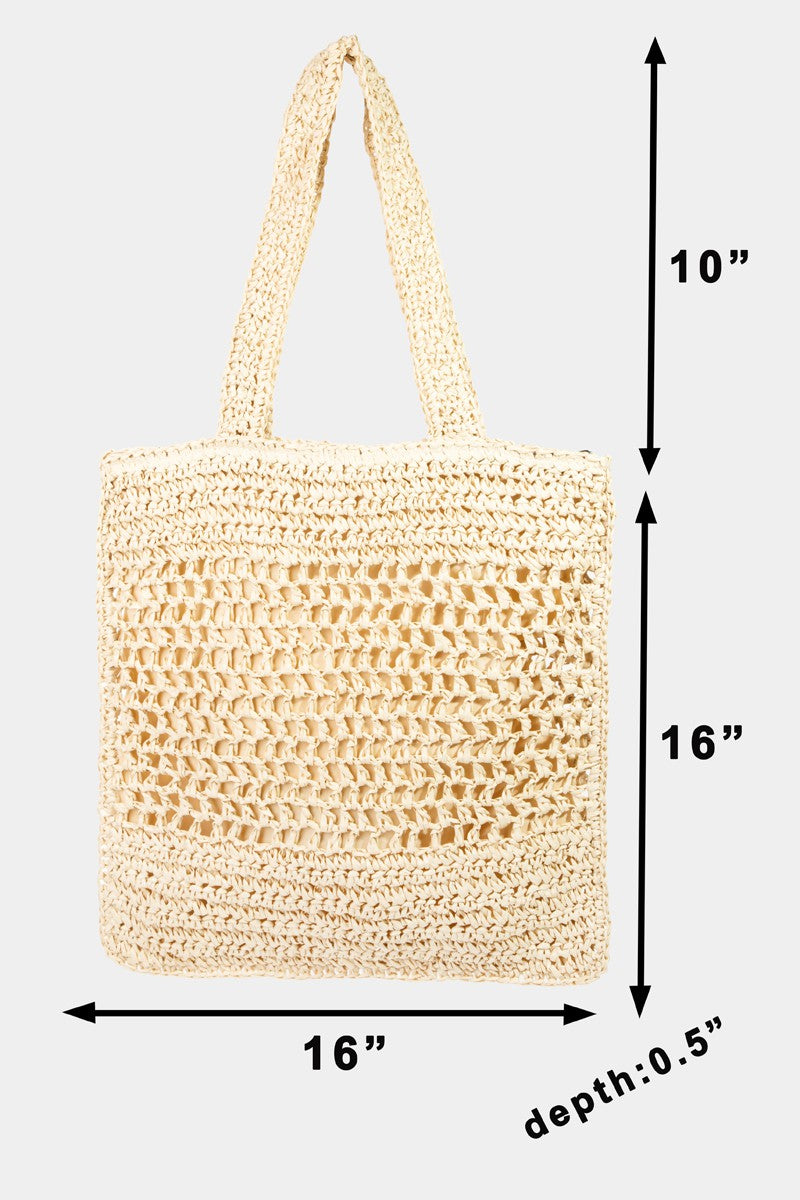 Fame Straw-Paper Crochet Tote Bag - Body By J'ne