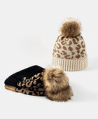 Leopard Pom-Pom Cuffed Beanie