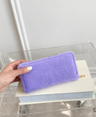 Solid Color Fluff Rectangle Wallet