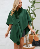 Fuzzy Trim Open Front Poncho