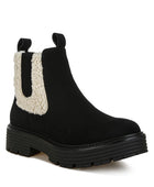 Mothman Faux Fur Detail Chunky Ankle Boots