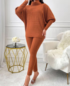 Turtleneck Batwing Sleeve Top and Pants Set