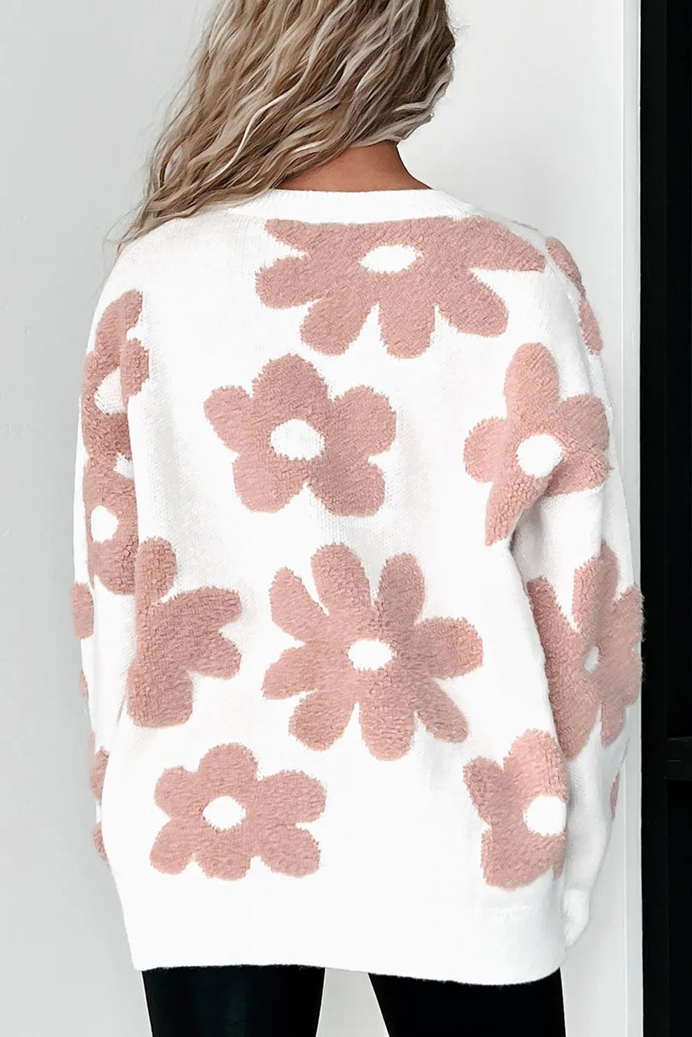 Flower Round Neck Long Sleeve Knit Top - Body By J'ne
