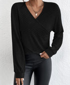 Surplice Dropped Shoulder Long Sleeve T-Shirt