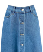 Buttoned Midi Denim Skirt with Pockets