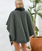 Fuzzy Trim Open Front Poncho