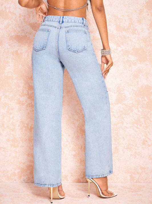 Straight Leg Jeans with Pockets - Body By J'ne
