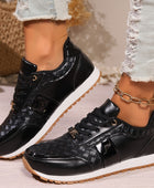 Lace-Up PU Leather Sneakers - Body By J'ne