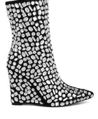 Trend Titan Diamante Slim Wedge Heel Boots