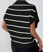 Striped Round Neck Short Sleeve Knit Top