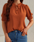 Frill Tie Neck Short Sleeve Blouse