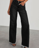 Raw Hem Wide Leg Jeans with Pockets