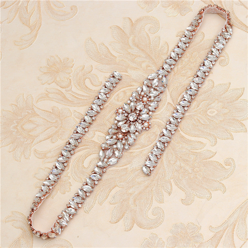 Rhinestone Applique Wedding Dress Waist Jewelry - Body By J'ne