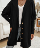 Devine Button Up Long Sleeve Hooded Cardigan