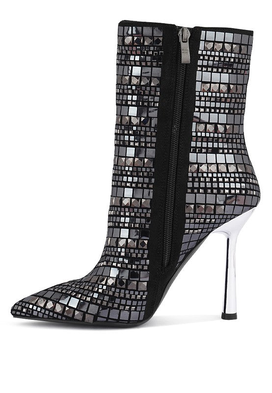 Extravagance Mirror Embellished Stiletto Boots - Body By J'ne