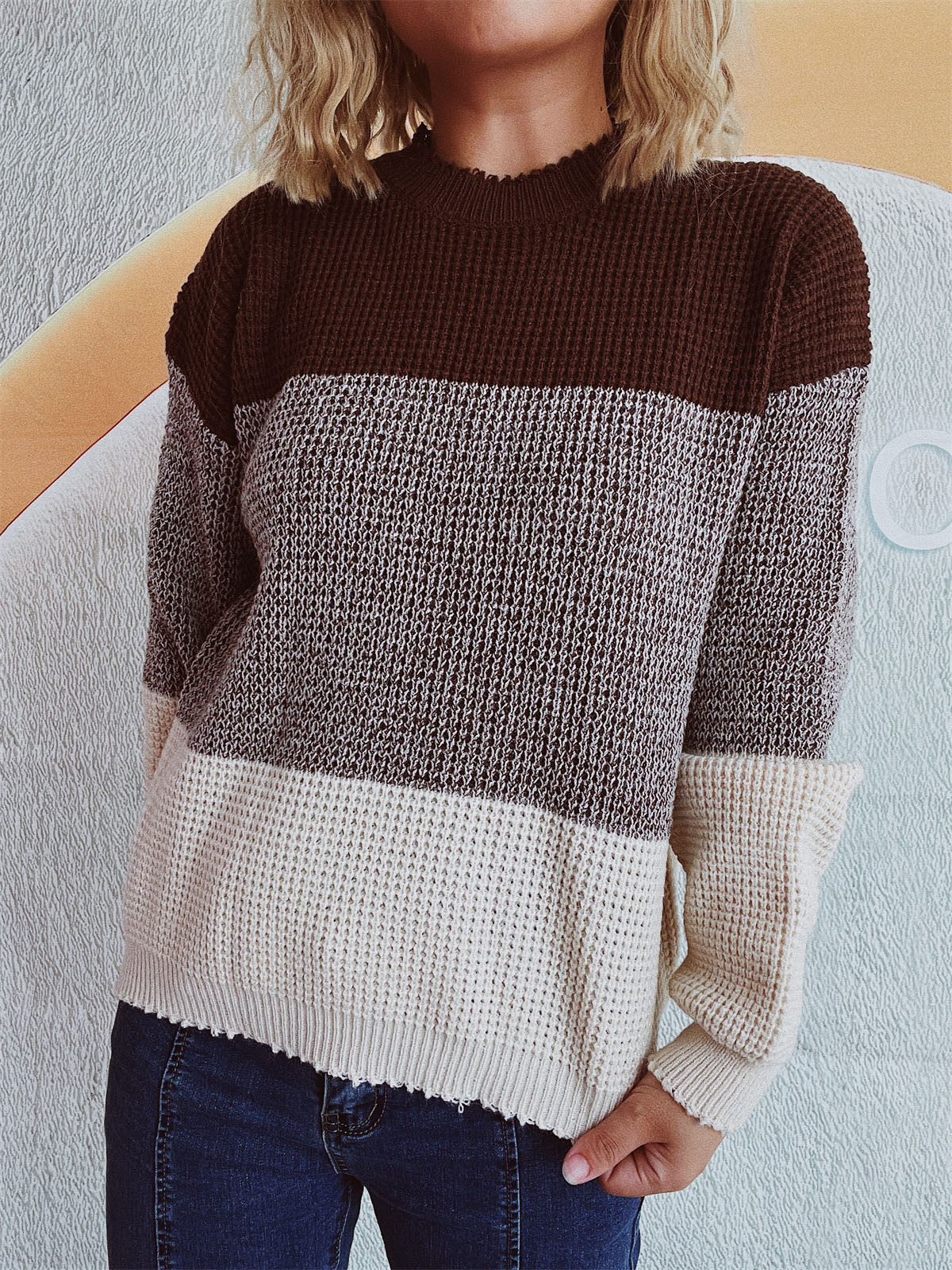 Color Block Long Sleeve Sweater - Body By J'ne