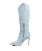 Ridda Metallic Cap Toe Denim Boots