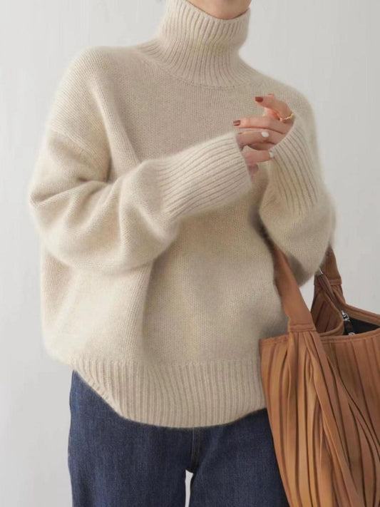 Turtleneck Dropped Shoulder Long Sleeve Sweater - Body By J'ne