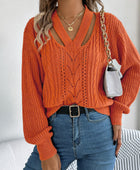 Cutout V-Neck Long Sleeve Sweater