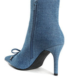 Flapper Bow Detail Denim Ankle Boots