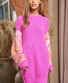 Sequin Sleeve Sweater Knit Tunic Top