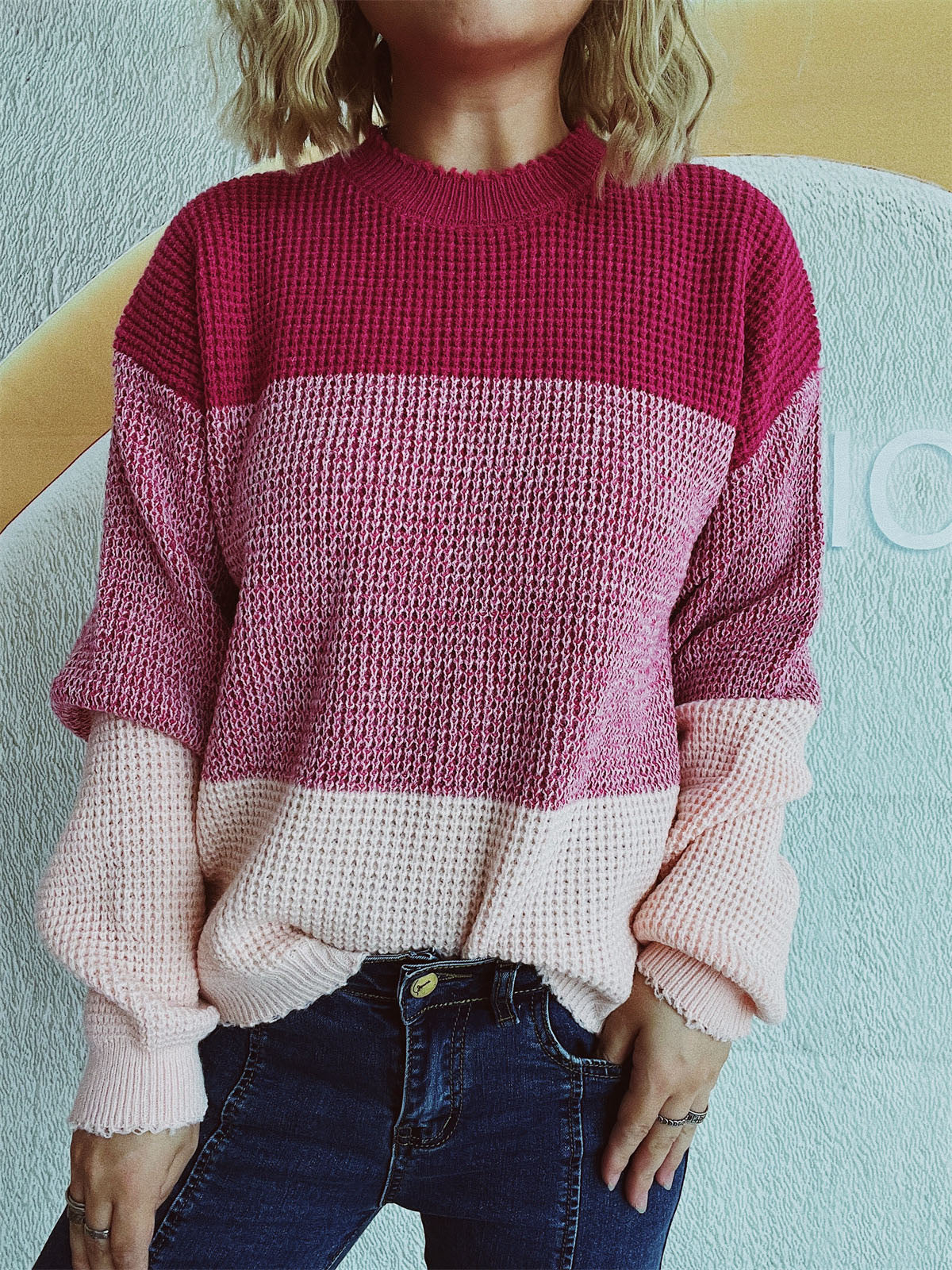 Color Block Long Sleeve Sweater - Body By J'ne