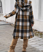 Devine Plaid Long Sleeve Hooded Coat