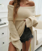 Devine Off-Shoulder Extra-Long Sleeve Sweater